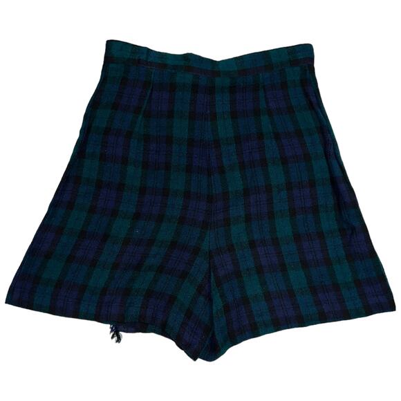 Vintage 1980s Stefano International Blue & Green Plaid Wrap Skort - Size 10 - Picture 9 of 16